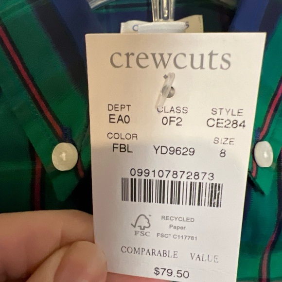 Boys Crewcuts Button Down Shirt Size 8 Pocket On Shirt NWT - Picture 10 of 11